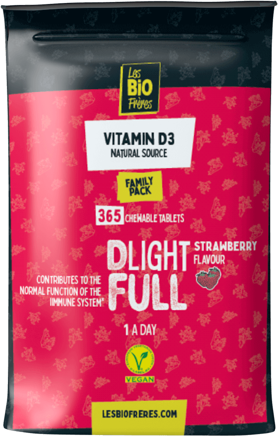 vegan d3 vitamin dlightful strawberry flavour doypack